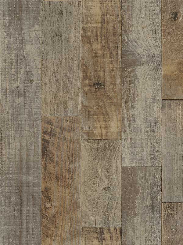 Chebacco Wooden Planks wallpaper in brown color - pattern number 3123-12693 - by Chesapeake in the Homestead collection