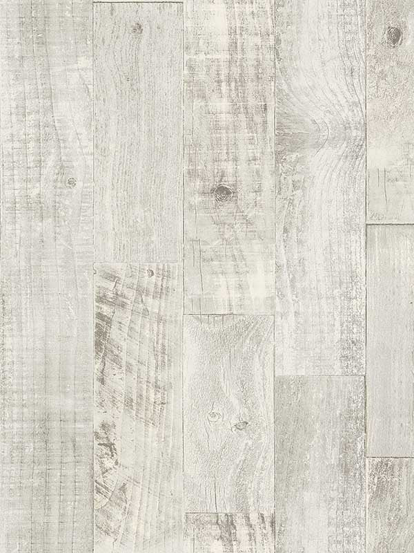 Chebacco Wooden Planks wallpaper in light grey color - pattern number 3123-12694 - by Chesapeake in the Homestead collection