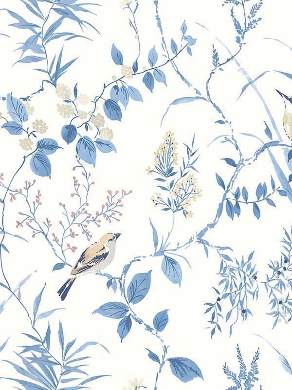 Imperial Garden Botanical fabric in blue color - pattern number 3123-24170 - by Chesapeake in the Homestead collection