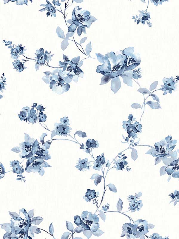 Cyrus Blueberry Festive Floral wallpaper in blueberry color - pattern number 3123-24481 - by Chesapeake in the Homestead collection