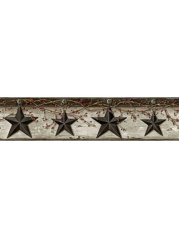 Ennisic Barn Star border in black color - pattern number 3123-44601 - by Chesapeake in the Homestead collection