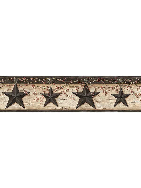 Ennisic Barn Star border in charcoal color - pattern number 3123-44602 - by Chesapeake in the Homestead collection