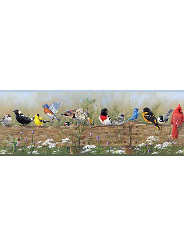 Flock Menagerie border in multicolor color - pattern number 3123-44671 - by Chesapeake in the Homestead collection