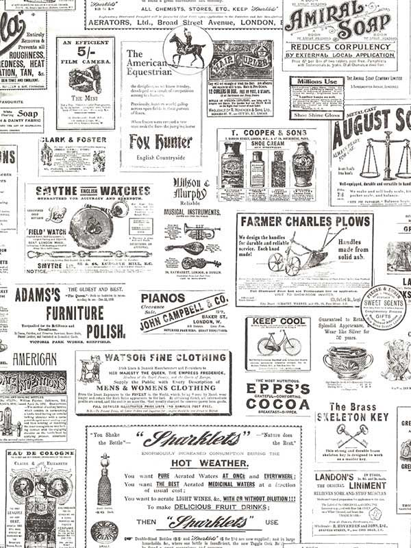 Adamstown Newspaper Classifieds fabric in ivory color - pattern number 3123-64272 - by Chesapeake in the Homestead collection