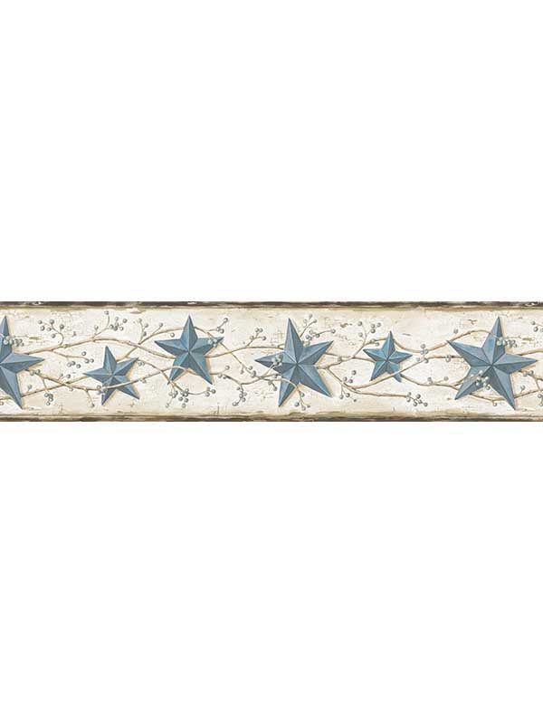 Heritage Tin Star Border border in blue color - pattern number 3123-65366 - by Chesapeake in the Homestead collection