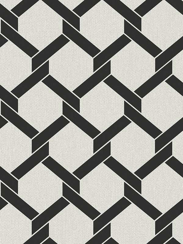 Payton Hexagon Trellis wallpaper in black color - pattern number 2971-86310 - by A Street Prints in the Dimensions collection