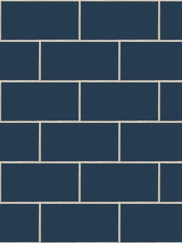 Retro Subway Tile Peel and Stick wallpaper in navy blue color - pattern number NW37602 - by NextWall in the Peel and Stick Wallpaper by Nextwall collection