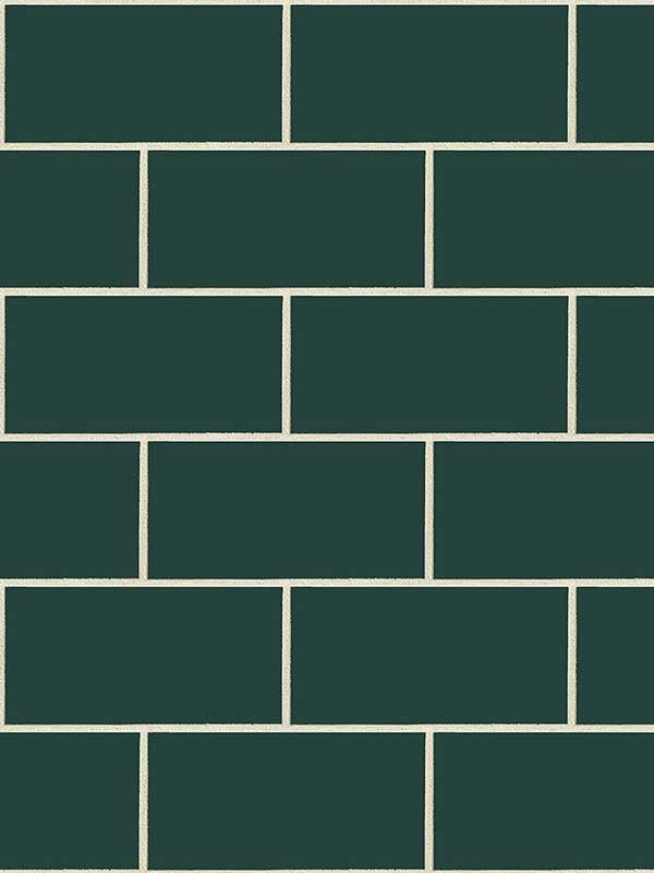 Retro Subway Tile Peel and Stick wallpaper in evergeen color - pattern number NW37604 - by NextWall in the Peel and Stick Wallpaper by Nextwall collection