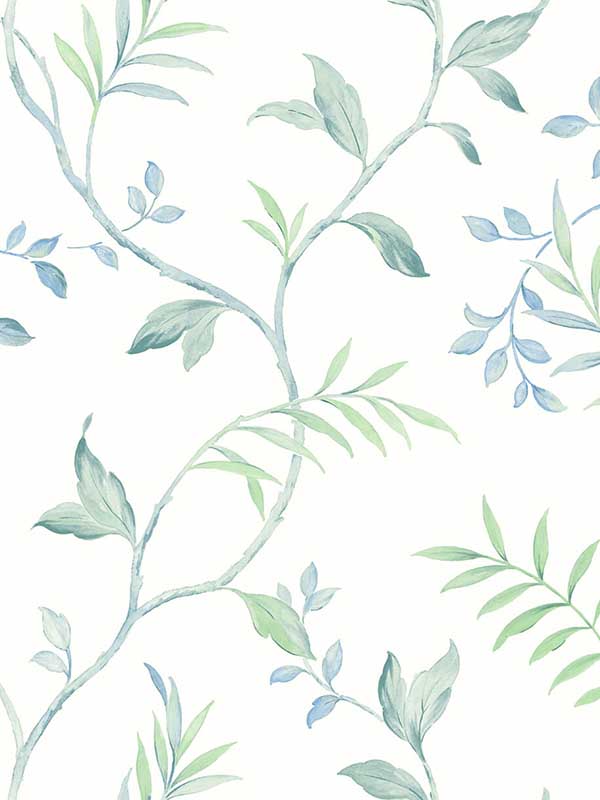 Watercolor Leaf Trail Peel and Stick wallpaper in sea glass color - pattern number NW38204 - by NextWall in the Peel and Stick Wallpaper by Nextwall collection