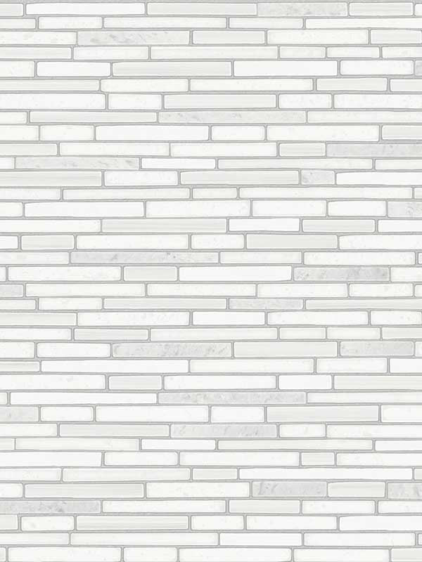 Faux Mosaic Strip Tile Peel and Stick wallpaper in metallic pearl and gray color - pattern number NW38400 - by NextWall in the Peel and Stick Wallpaper by Nextwall collection