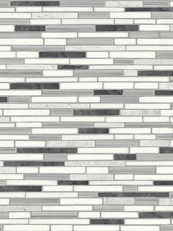 Faux Mosaic Strip Tile Peel and Stick wallpaper in wrought iron and gray color - pattern number NW38410 - by NextWall in the Peel and Stick Wallpaper by Nextwall collection
