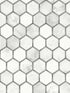 Inlay Hexagon Peel and Stick wallpaper in carrara and metallic silver color - pattern number NW38615 - by NextWall in the Peel and Stick Wallpaper by Nextwall collection