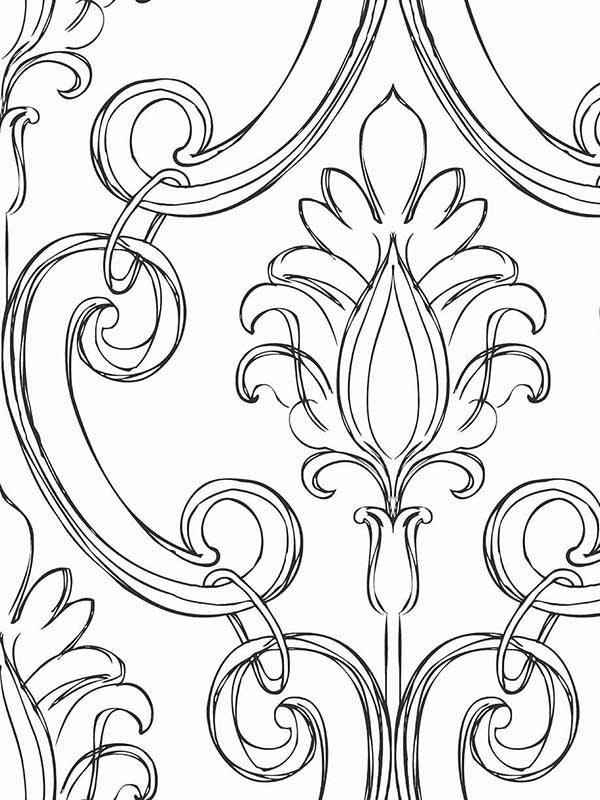 Sketched Damask Peel and Stick wallpaper in ebony color - pattern number NW39400 - by NextWall in the Peel and Stick Wallpaper by Nextwall collection