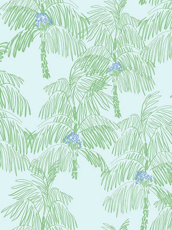 Palm Beach Peel and Stick wallpaper in baby blue and seafoam color - pattern number NW40002 - by NextWall in the Peel and Stick Wallpaper by Nextwall collection