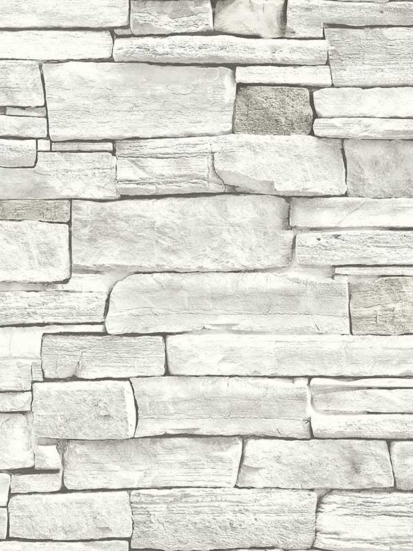 Stacked Stone Peel and Stick wallpaper in arctic grey color - pattern number NW40200 - by NextWall in the Peel and Stick Wallpaper by Nextwall collection