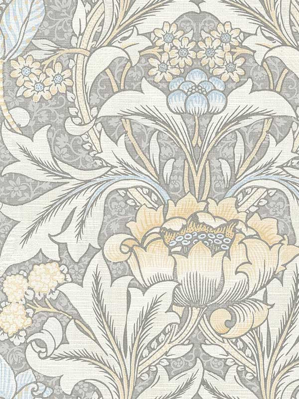Acanthus Floral Peel and Stick fabric in daydream grey and pearl blue color - pattern number NW41508 - by NextWall in the Peel and Stick Wallpaper by Nextwall collection