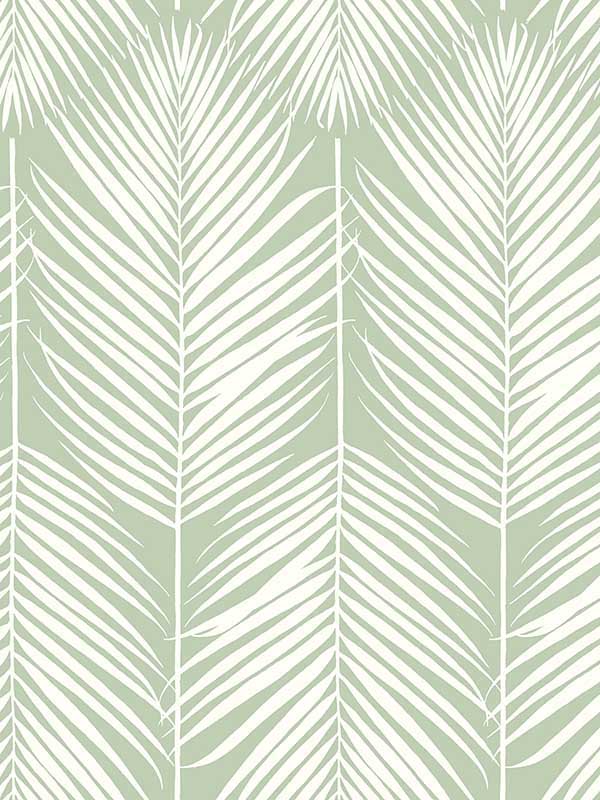 Palm Silhouette Peel and Stick wallpaper in pastel green color - pattern number NW39804 - by NextWall in the Peel and Stick Wallpaper by Nextwall collection