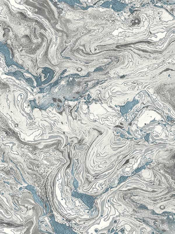 Faux Marble Peel and Stick wallpaper in lunar rock and cerulean color - pattern number LN21002 - by NextWall in the Peel and Stick Wallpaper by Lillian August Luxe Haven collection