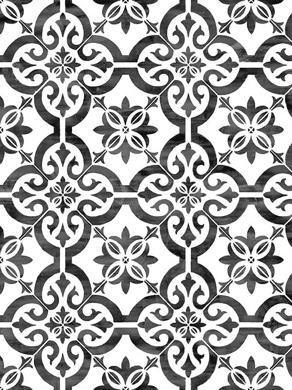 Porto Tile Peel and Stick wallpaper in onyx color - pattern number LN21200 - by NextWall in the Peel and Stick Wallpaper by Lillian August Luxe Haven collection