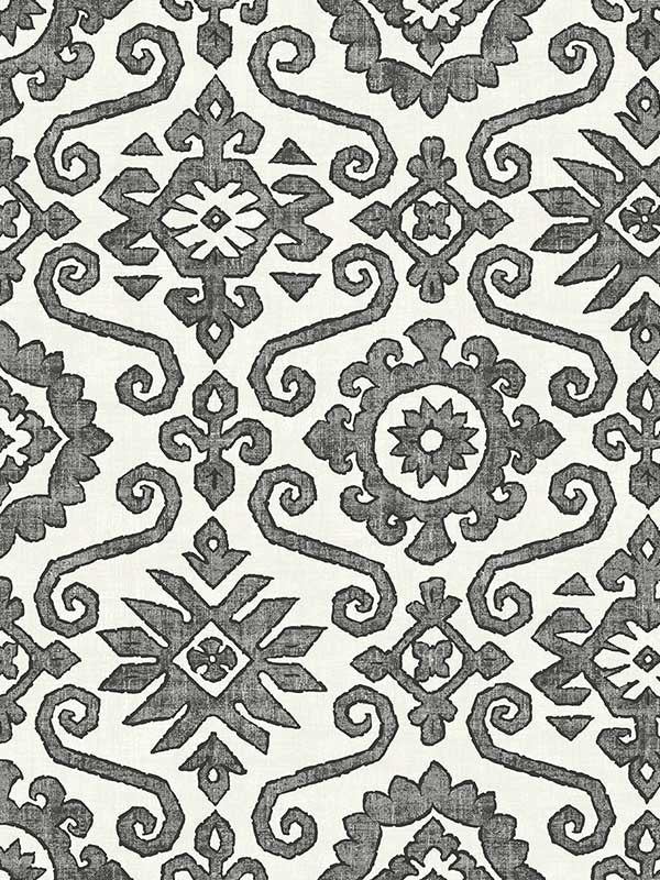 Augustine Peel and Stick fabric in charcoal and linen color - pattern number SG10800 - by NextWall in the Peel and Stick Wallpaper by Stacy Garcia Sojourn Collection collection