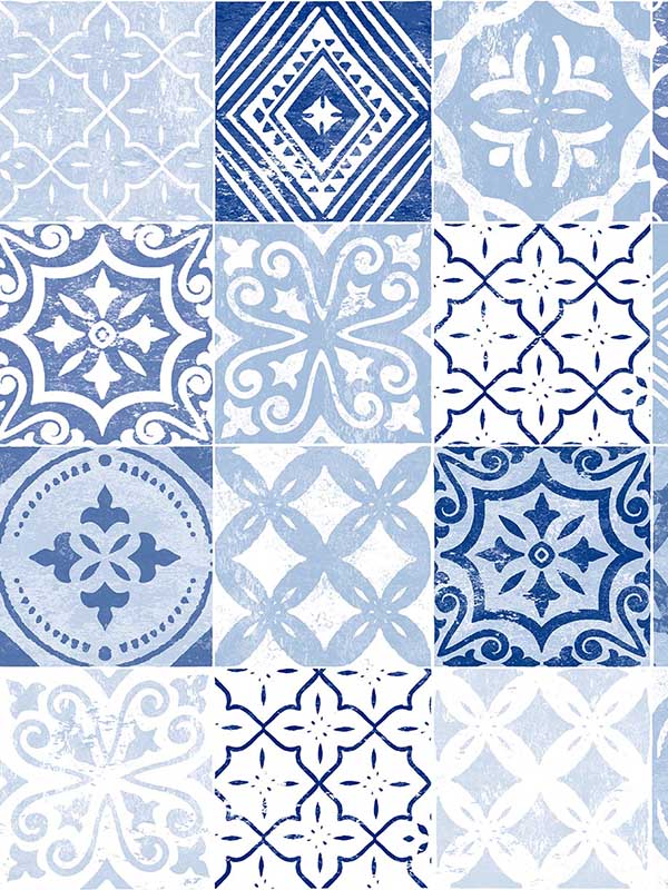 Tilework Peel and Stick wallpaper in glacier blue color - pattern number SG11202 - by NextWall in the Peel and Stick Wallpaper by Stacy Garcia Sojourn Collection collection