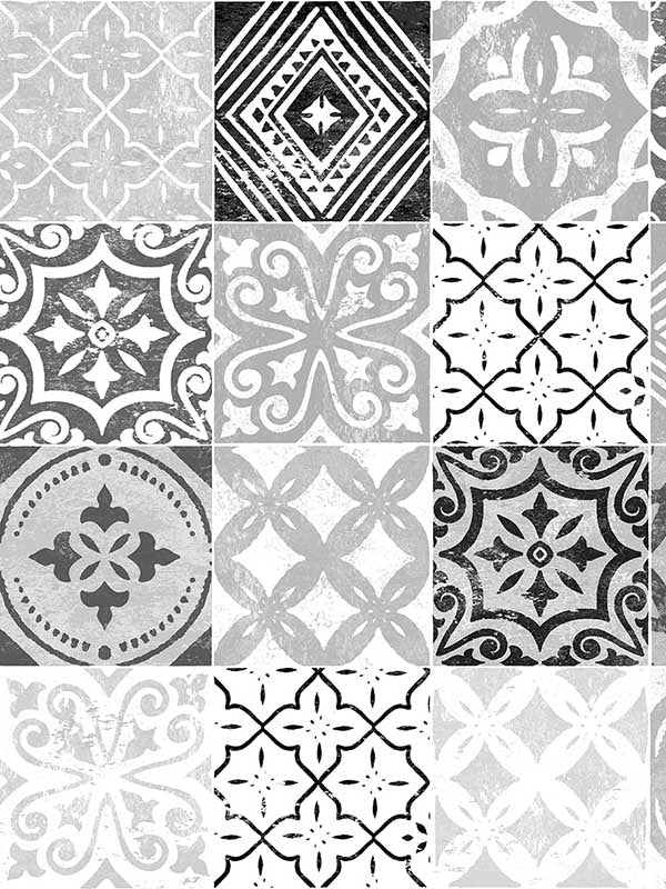 Tilework Peel and Stick wallpaper in greystone color - pattern number SG11210 - by NextWall in the Peel and Stick Wallpaper by Stacy Garcia Sojourn Collection collection