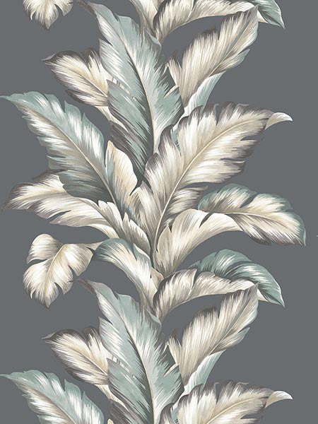 Big Leaf wallpaper in steel color - pattern number TP81208 - by Pelican Prints in the Maui Maui collection