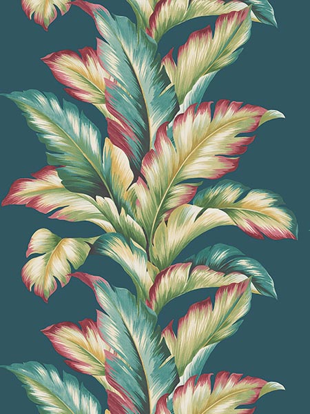 Big Leaf wallpaper in deep teal color - pattern number TP81214 - by Pelican Prints in the Maui Maui collection