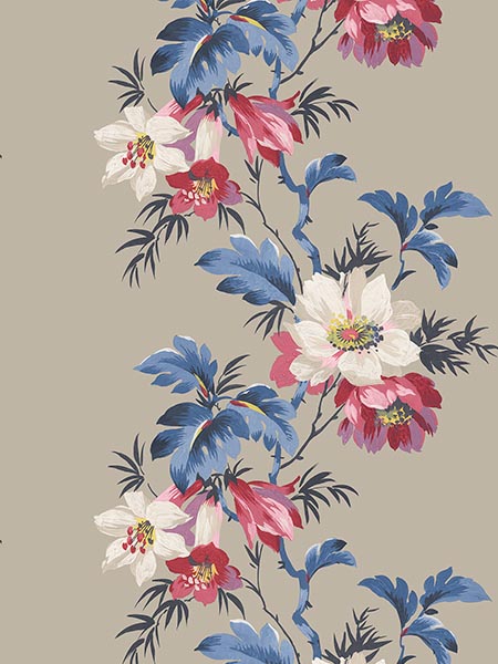 Flower Stripe wallpaper in taupe color - pattern number TP81601 - by Pelican Prints in the Maui Maui collection