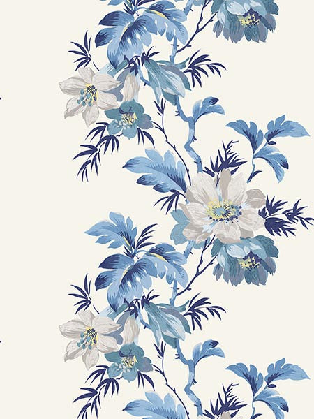 Flower Stripe wallpaper in blue knoll color - pattern number TP81602 - by Pelican Prints in the Maui Maui collection