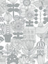Lintukoto fabric in gray and off white color - pattern number 23305X - by Wallquest in the Marimekko Wallcoverings Vol 5 collection