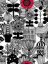 Lintukoto fabric in ebony and off white color - pattern number 23306X - by Wallquest in the Marimekko Wallcoverings Vol 5 collection