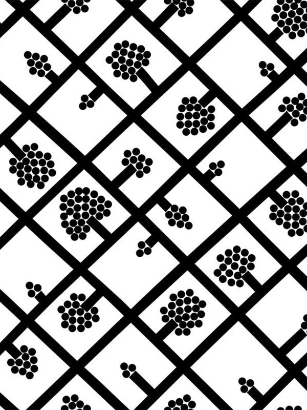 Spalje fabric in ebony and eggshell color - pattern number 23345X - by Wallquest in the Marimekko Wallcoverings Vol 5 collection