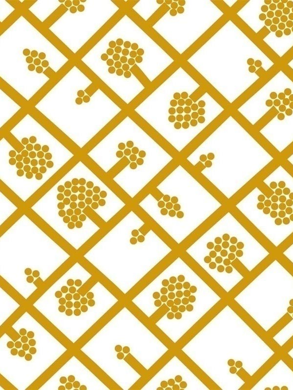 Spalje fabric in mustard and eggshell color - pattern number 23346X - by Wallquest in the Marimekko Wallcoverings Vol 5 collection