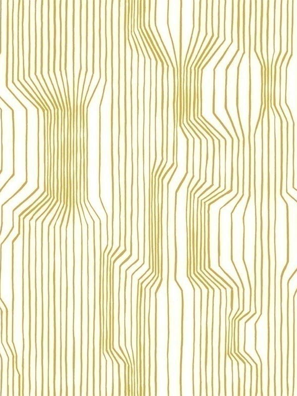 Frekvenssi fabric in mustard and eggshell color - pattern number 23367X - by Wallquest in the Marimekko Wallcoverings Vol 5 collection