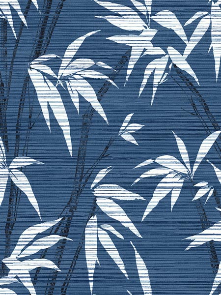 Tropical Bamboo Print wallpaper in blue color - pattern number AF40202 - by Pelican Prints in the Sumi Collection collection