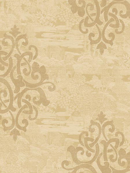 Eastern Garden Monotone with Damask fabric in warm neutral beige color - pattern number AF41115 - by Pelican Prints in the Sumi Collection collection
