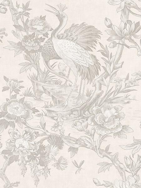 Crane Toile wallpaper in white off white color - pattern number AF41300 - by Pelican Prints in the Sumi Collection collection
