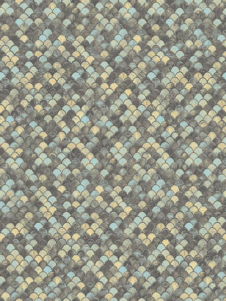 Contemporary Fish Scale wallpaper in black color - pattern number AF42005 - by Pelican Prints in the Sumi Collection collection