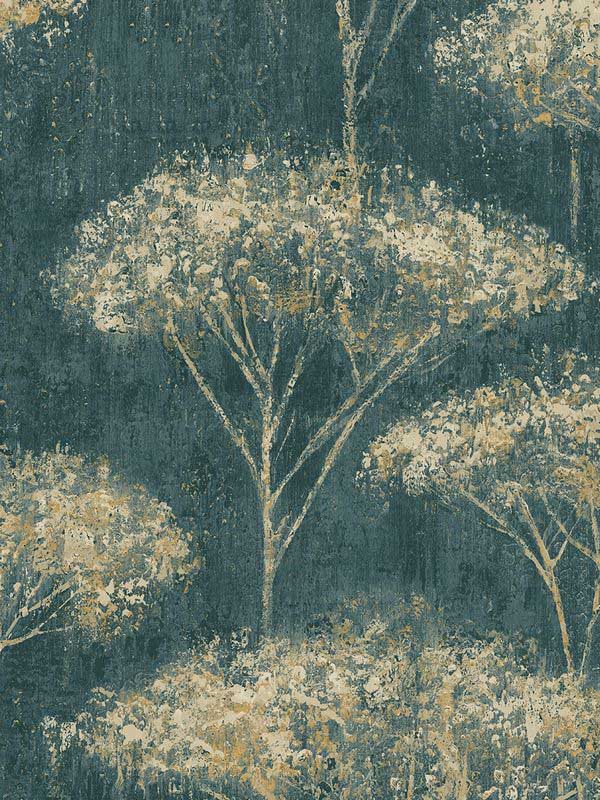 Trees fabric in aqua teal color - pattern number EH71304 - by Pelican Prints in the Maya collection