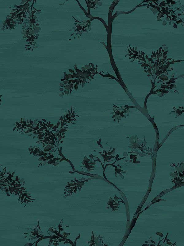 Watercolor Branches wallpaper in aqua teal color - pattern number EH71404 - by Pelican Prints in the Maya collection