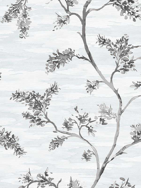 Watercolor Branches wallpaper in blue color - pattern number EH71408 - by Pelican Prints in the Maya collection