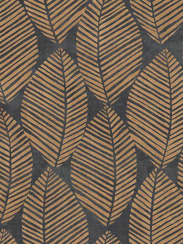 Spot Leaves wallpaper in black color - pattern number EH71706 - by Pelican Prints in the Maya collection