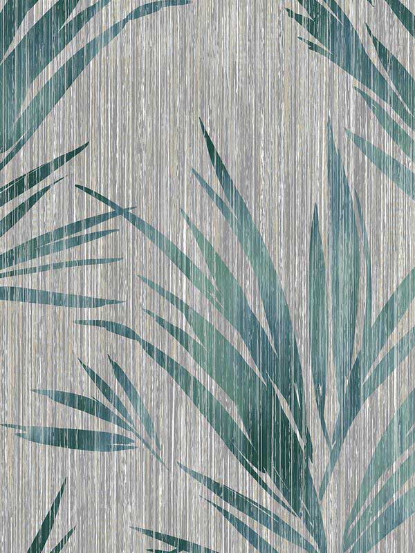 Tropical Leaf wallpaper in aqua teal color - pattern number EH71904 - by Pelican Prints in the Maya collection