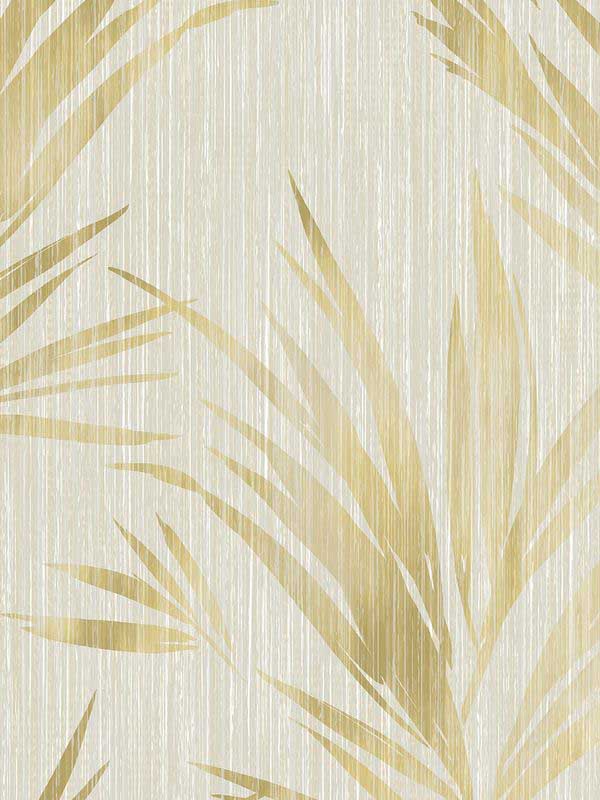 Tropical Leaf wallpaper in gold color - pattern number EH71905 - by Pelican Prints in the Maya collection