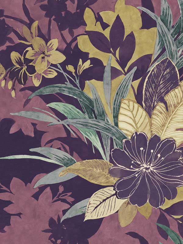 Flowers wallpaper in aqua teal color - pattern number EH72509 - by Pelican Prints in the Maya collection