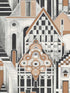 Art Deco Village fabric in red color - pattern number SK90101 - by Pelican Prints in the Skyline collection