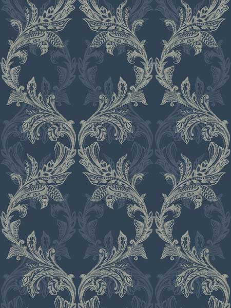 Damask fabric in blue color - pattern number SK90802 - by Pelican Prints in the Skyline collection