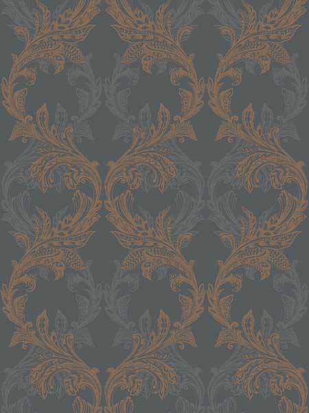 Damask fabric in copper bronze color - pattern number SK90806 - by Pelican Prints in the Skyline collection