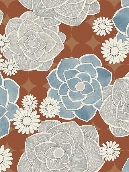 Flowers wallpaper in red color - pattern number SK91106 - by Pelican Prints in the Skyline collection